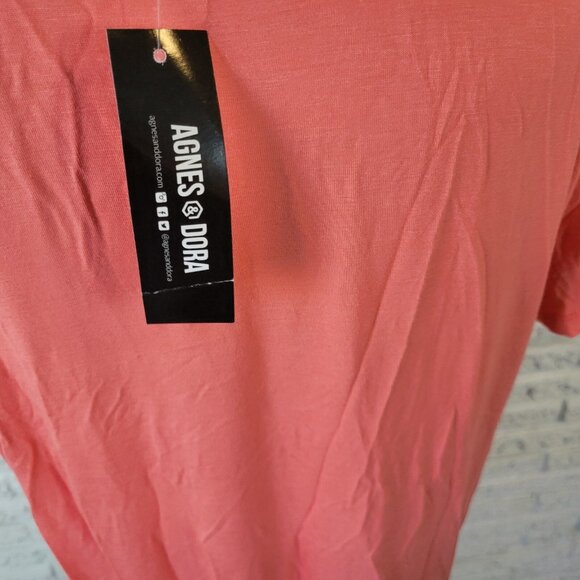 Agnes Dora Womens Top 2XL Plus Tee Short Sleeve Orange Lightweight PIN56E - Picture 7 of 10